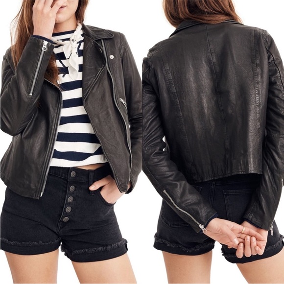 Madewell Jackets & Blazers - MADEWELL THE WASHED LEATHER MOTORCYCLE JACKET BIKER BLACK SIZE SMALL MOTO